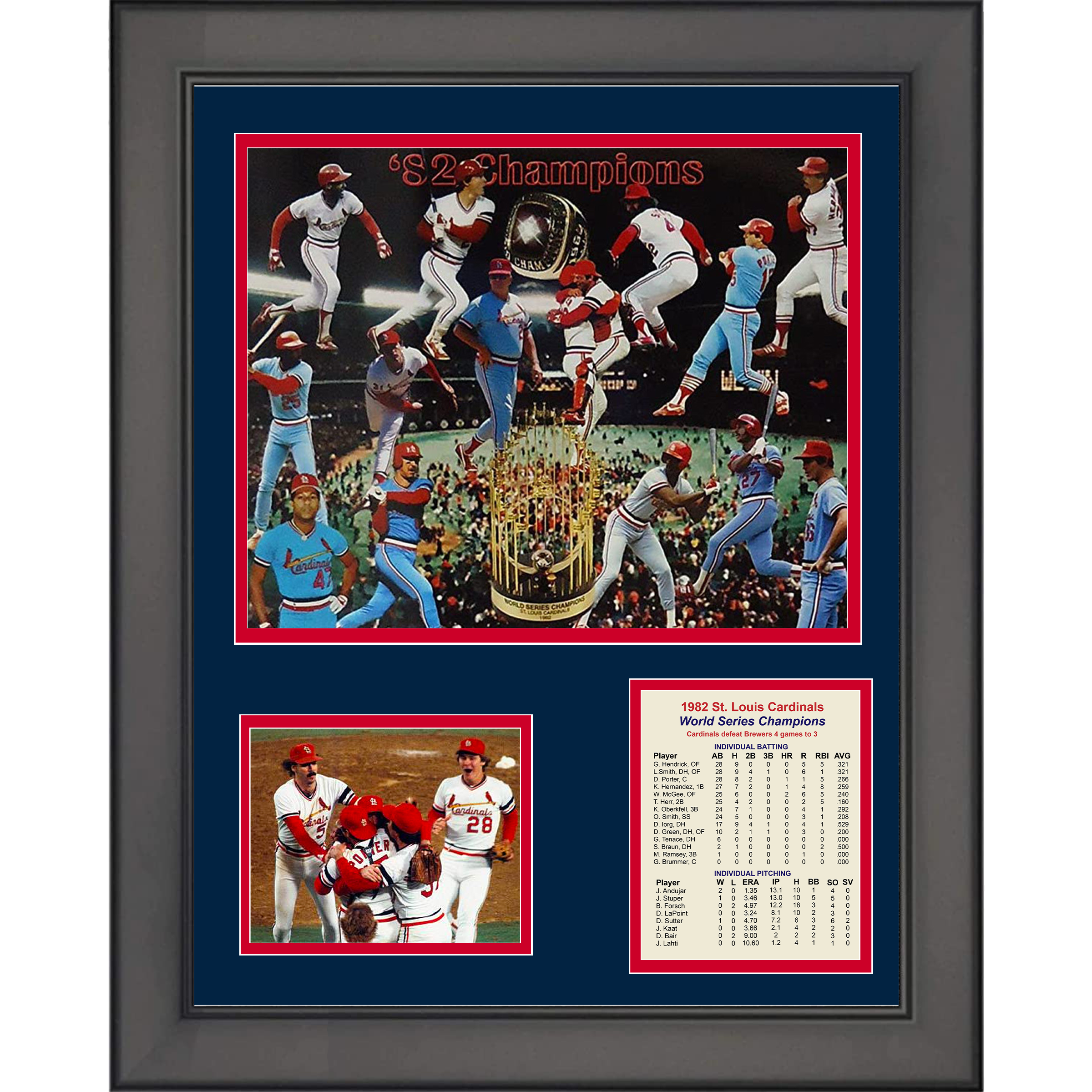 Framed St. Louis Cardinals 1982 World Series Champions 11"x14"Baseball Three Photo Collage