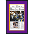 Framed Los Angeles LA Times Lakers Threedom Rings 2002 NBA Finals Champions 14x22 Basketball Newspaper Cover Photo Professionally Matted