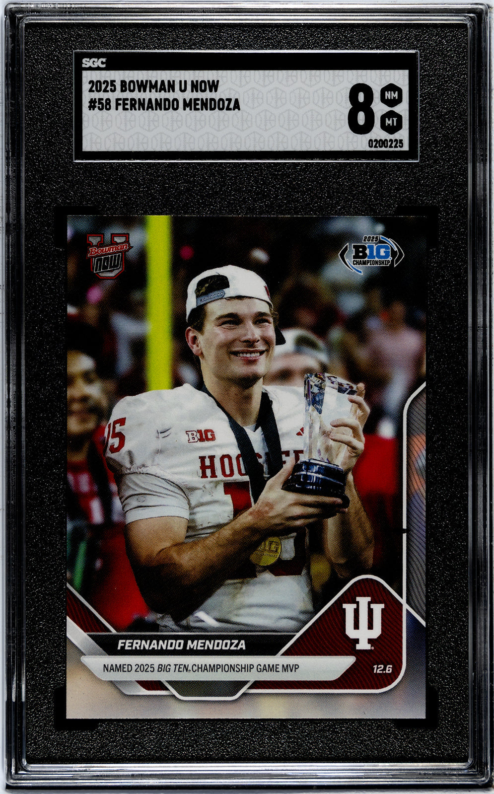 Graded 2025 Topps Bowman U Now Fernando Mendoza #58 Rookie RC Football Card SGC 8 Near Mint