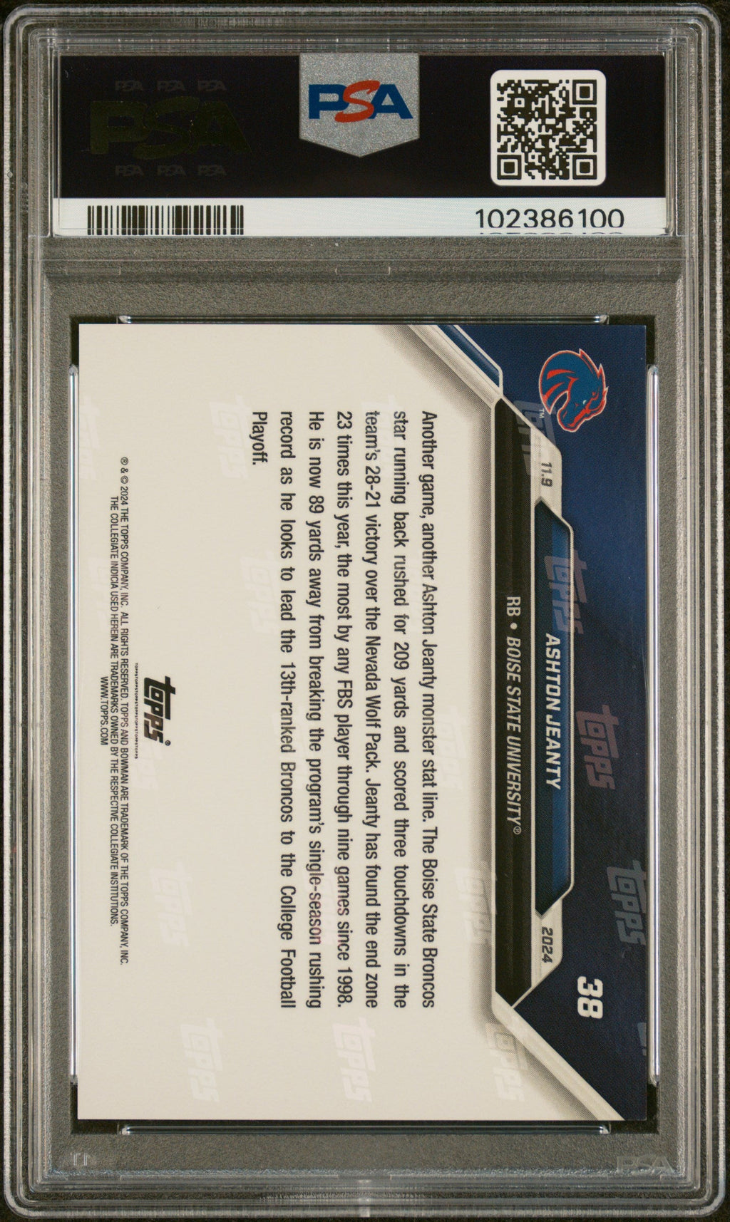 Graded 2024 Topps Bowman U Now Ashton Jeanty #38 Rookie RC Football Card PSA 10 Gem Mint