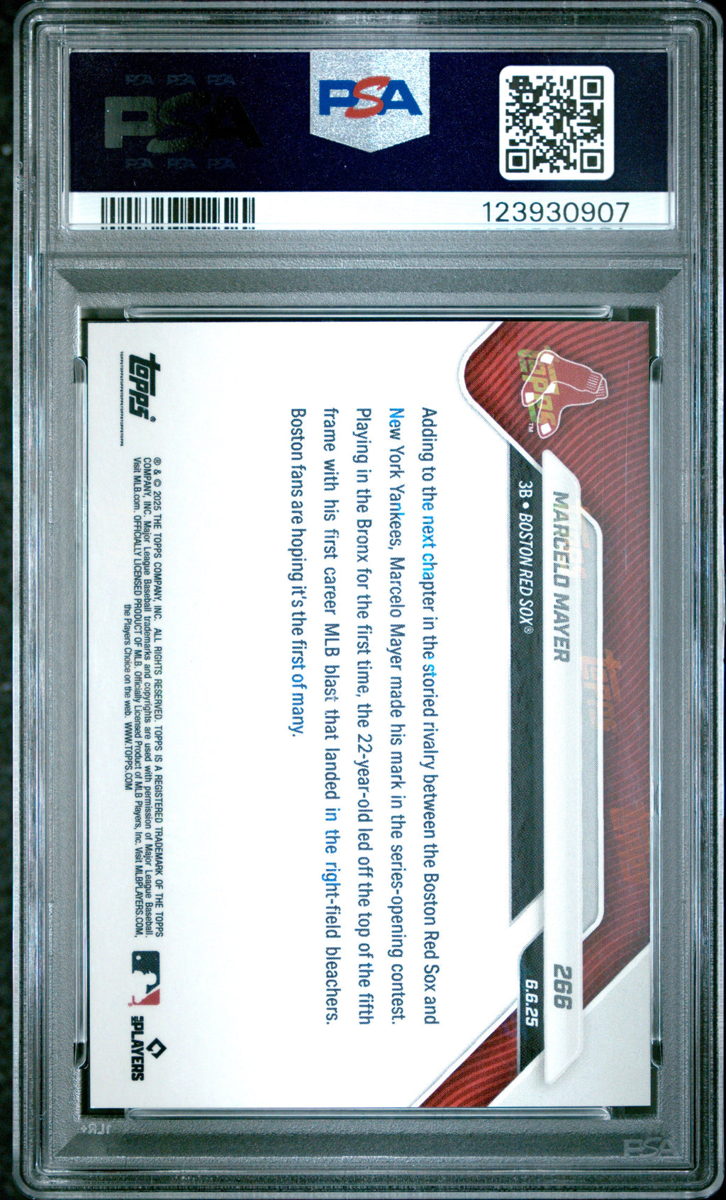 Graded 2025 Topps Now Marcelo Mayer #266 Orange Foil /25 Rookie RC Baseball Card PSA 10 Gem Mint