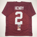 Autographed/Signed Derrick Henry Alabama Red College Football Jersey JSA COA