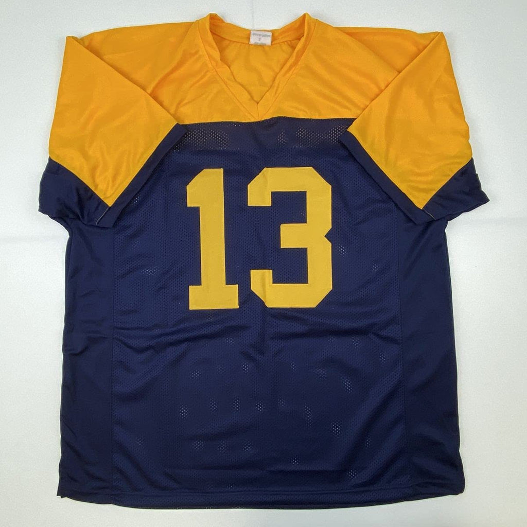 Autographed/Signed Allen Lazard Green Bay Retro Blue Football Jersey Beckett BAS COA