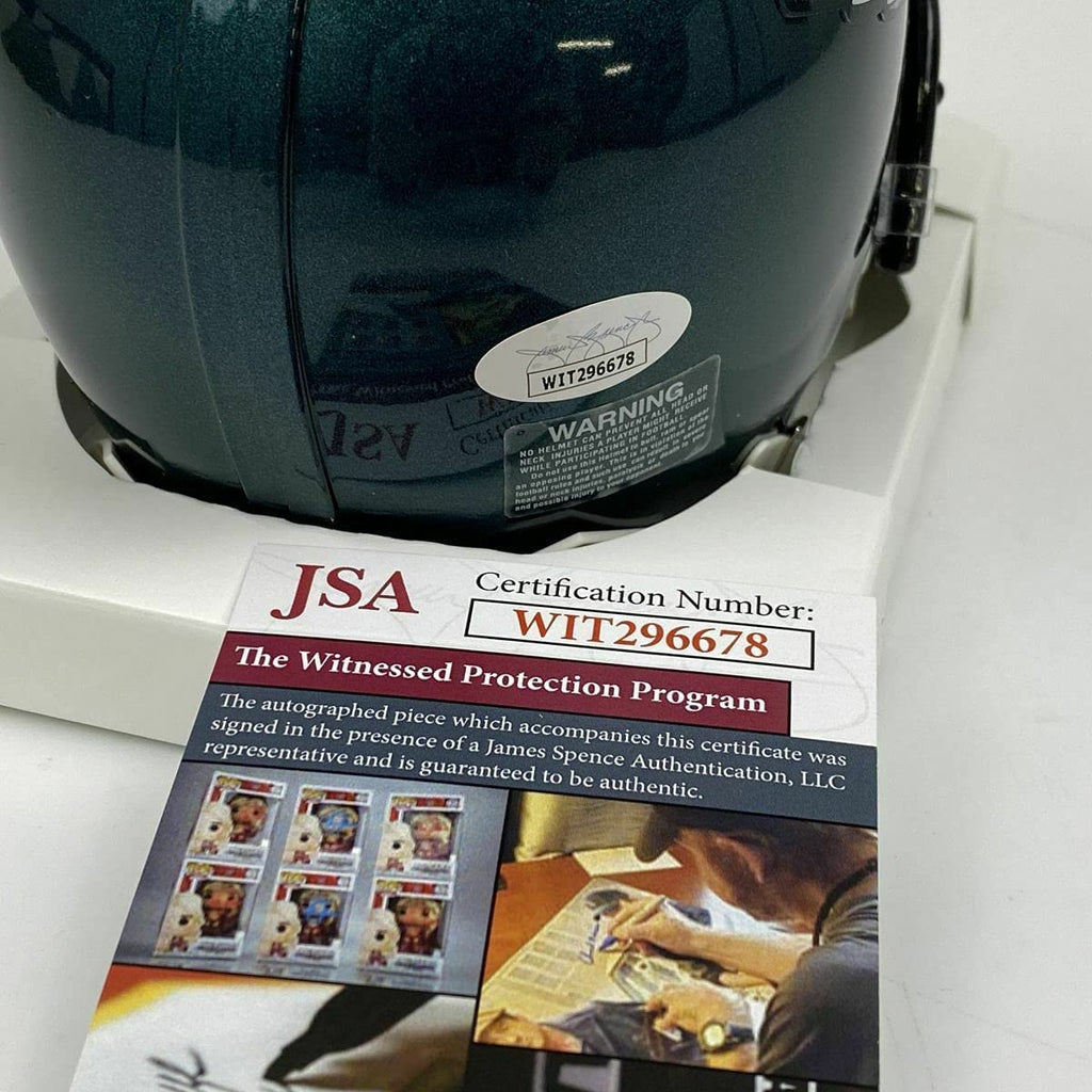 Autographed/Signed Jalen Hurts Philadelphia Eagles Mini Football Helmet JSA COA