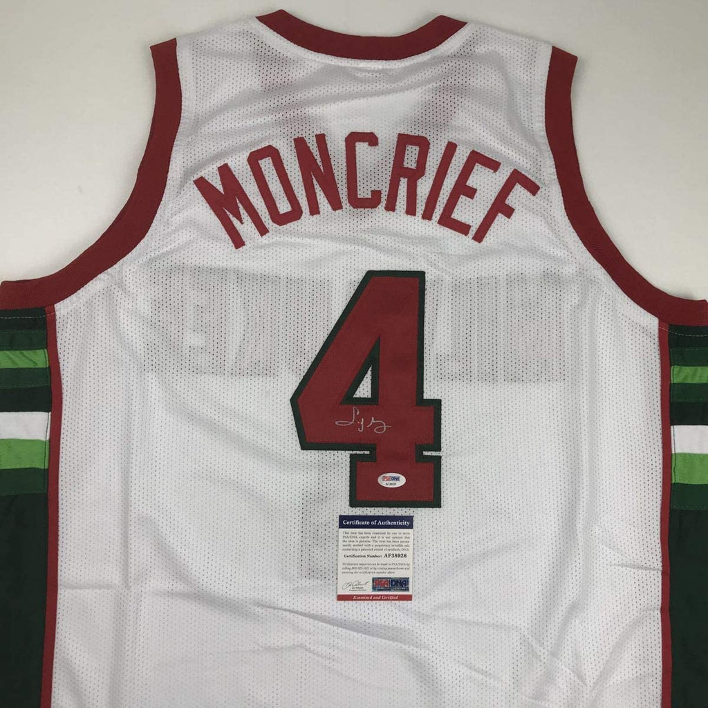 Autographed/Signed Sidney Moncrief Milwaukee White Basketball Jersey PSA/DNA COA