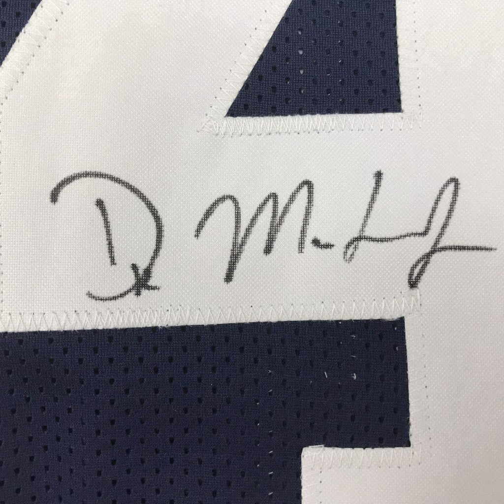 Framed Autographed/Signed DK D.K. Metcalf 35x39 Ole Miss Blue College Football Jersey JSA COA