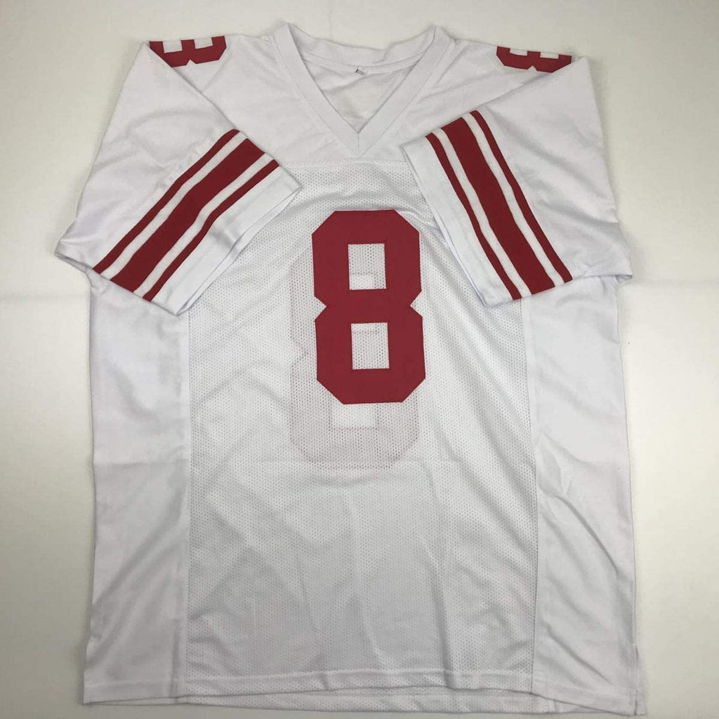 Autographed/Signed Daniel Jones New York White Football Jersey Beckett BAS COA