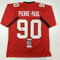 Autographed/Signed Jason Pierre-Paul Tampa Bay Red Football Jersey JSA COA