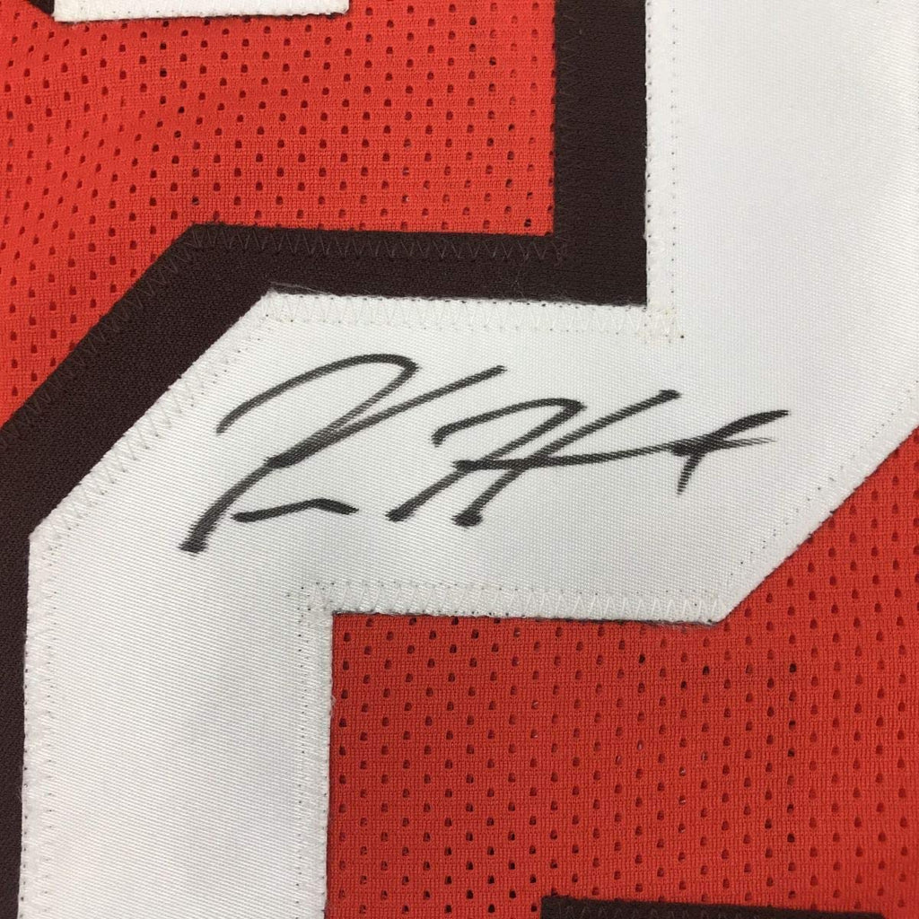 Autographed/Signed Kareem Hunt Cleveland Orange Football Jersey JSA COA