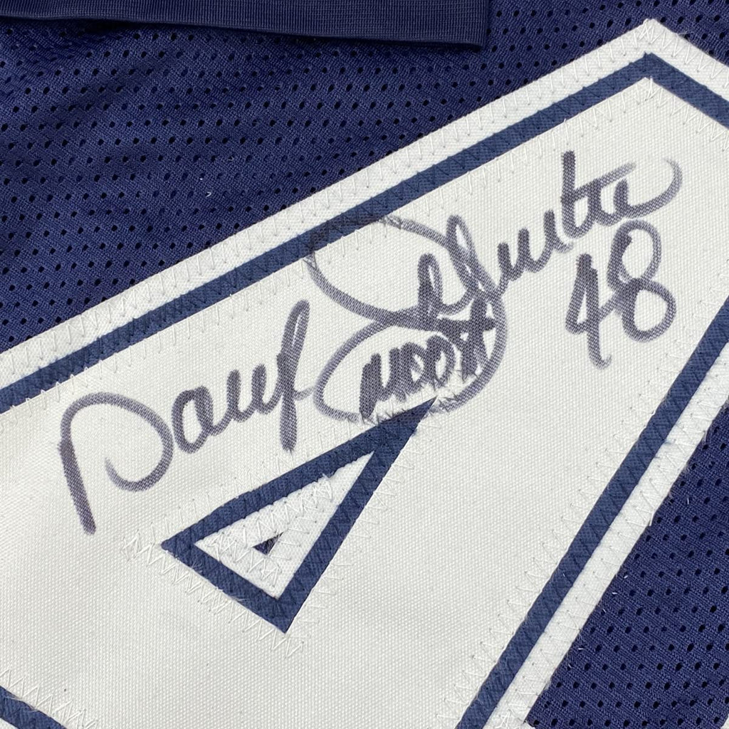 Framed Autographed/Signed Daryl Moose Johnston 35x39 Dallas Blue Football Jersey Beckett BAS COA
