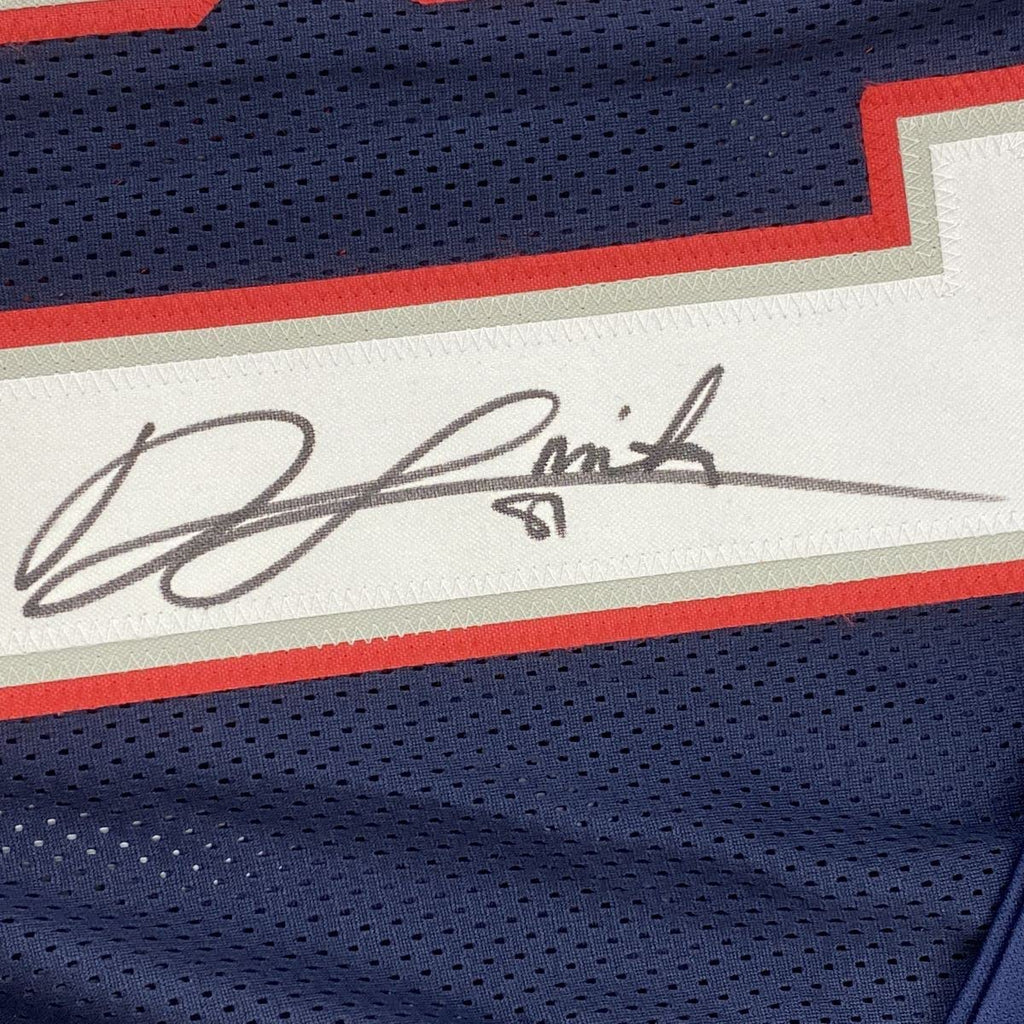 Autographed/Signed Jonnu Smith New England Blue Football Jersey Beckett BAS COA