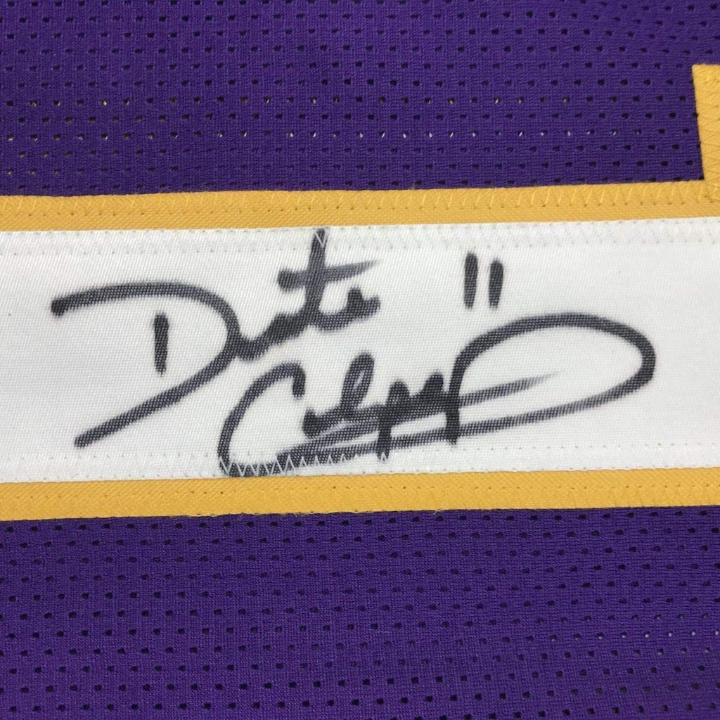 Framed Autographed/Signed Daunte Culpepper 35x39 Minnesota Purple Football Jersey Schwartz Sports COA Holo Only