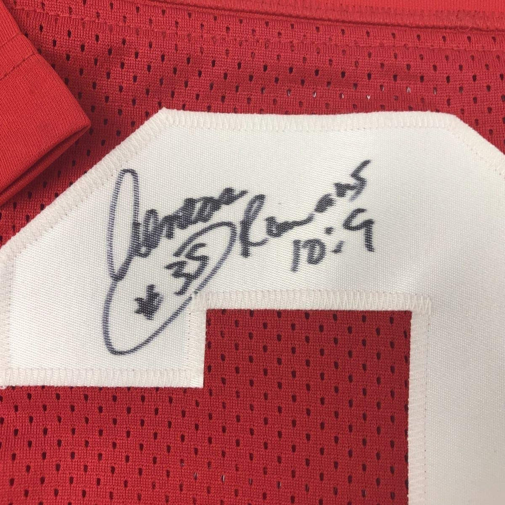 Framed Autographed/Signed Aeneas Williams 35x39 Arizona Red Football Jersey Beckett BAS COA