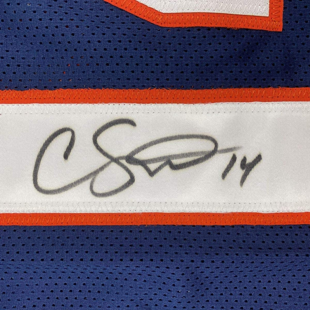 Autographed/Signed Courtland Sutton Denver Blue Football Jersey PSA/DNA COA