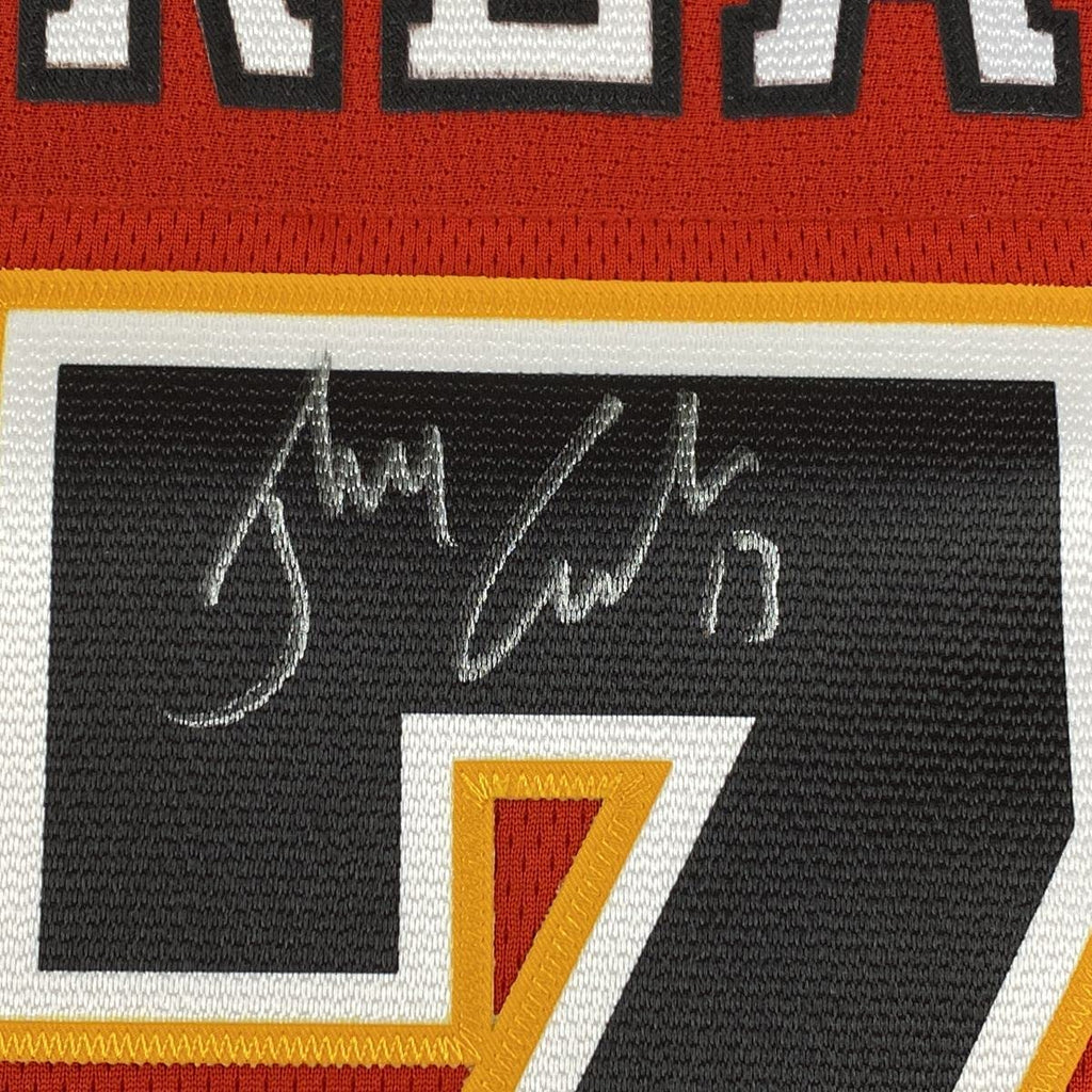 Autographed/Signed Johnny Gaudreau Calgary Flames Red Hockey Jersey Fanatics COA