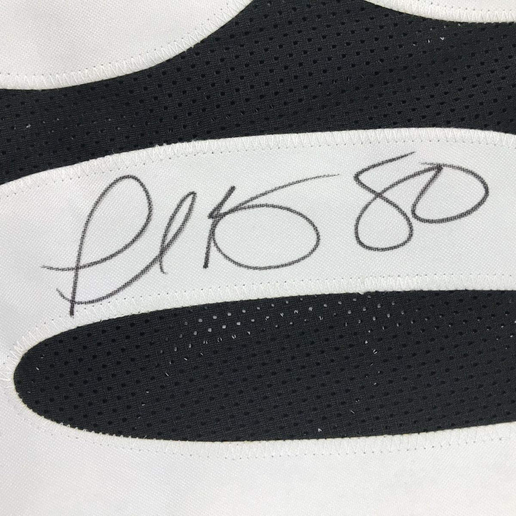 Framed Autographed/Signed Plaxico Burress 35x39 Pittsburgh Black Football Jersey JSA COA