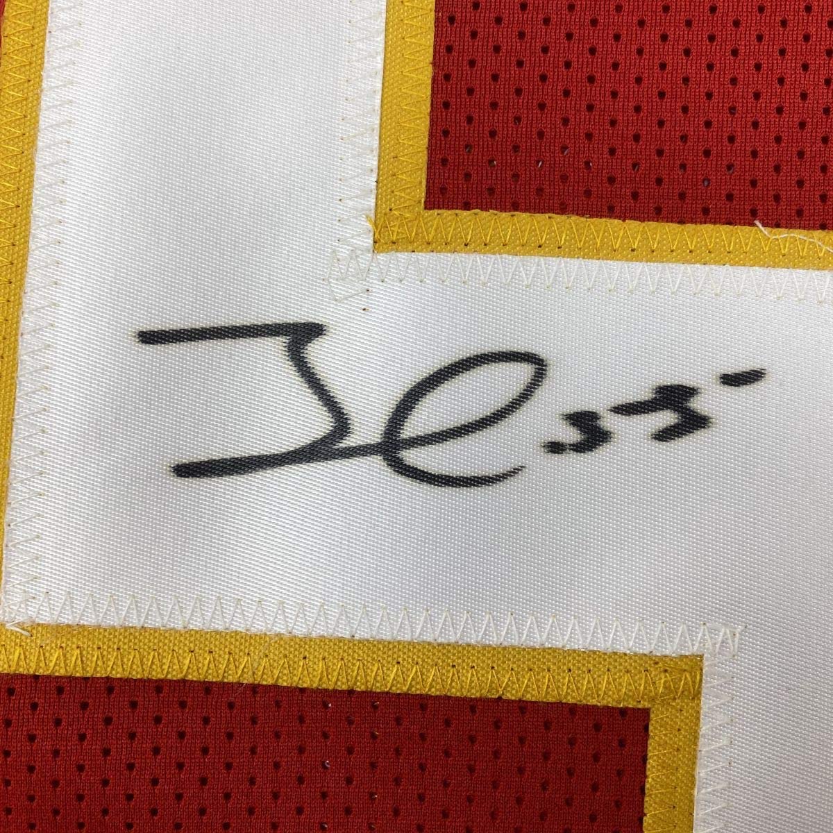 Autographed/Signed Frank Clark Kansas City Red Football Jersey PSA/DNA COA
