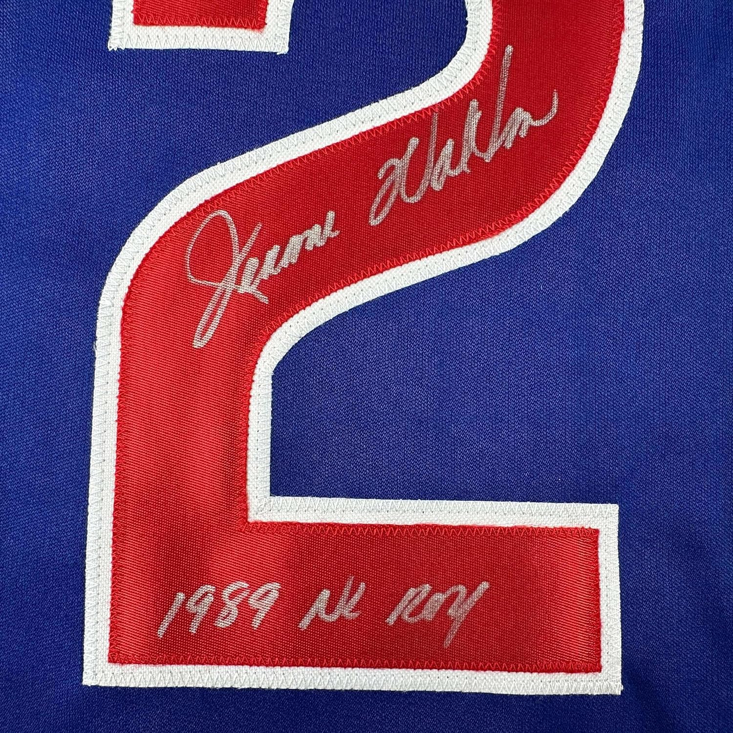 Framed Autographed/Signed Jerome Walton 35x39 1989 NL ROY Chicago Blue Baseball Jersey JSA COA