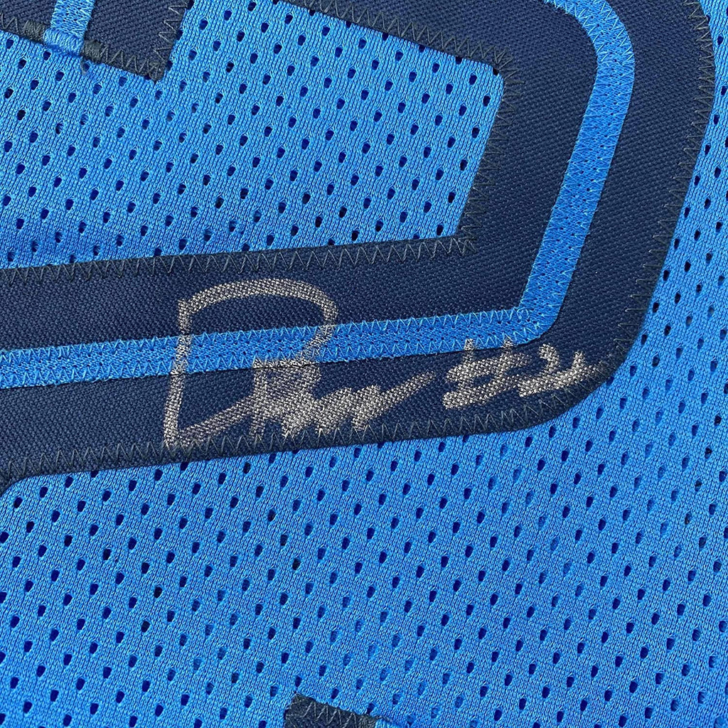 Framed Autographed/Signed Desmond Bane 35x39 Memphis Light Blue Basketball Jersey JSA COA