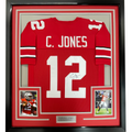 Framed Autographed/Signed Cardale Jones 35x39 Ohio State Red College Football Jersey JSA COA