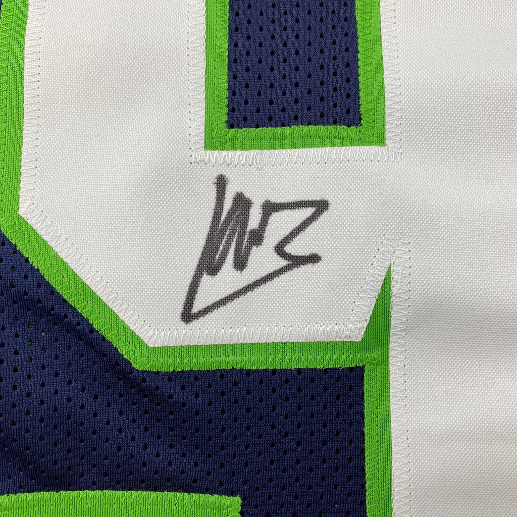 Autographed/Signed Kenneth Walker Seattle Blue Football Jersey Beckett BAS COA #2