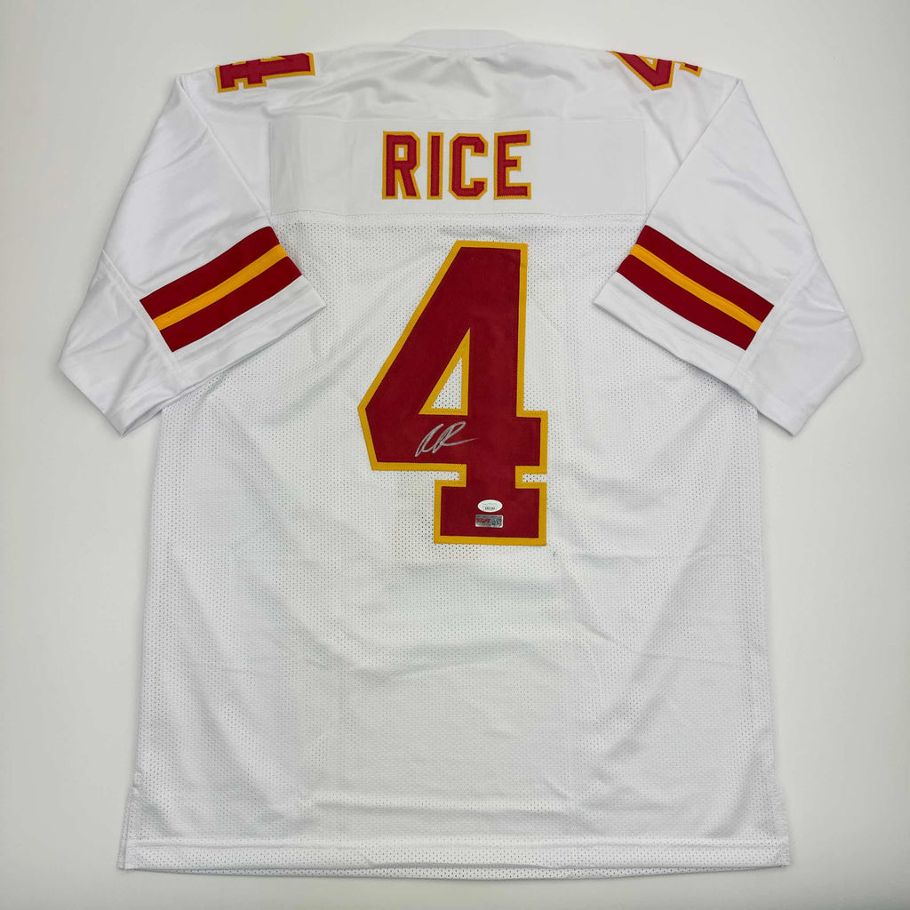 Autographed/Signed Rashee Rice Kansas City White Football Jersey JSA COA