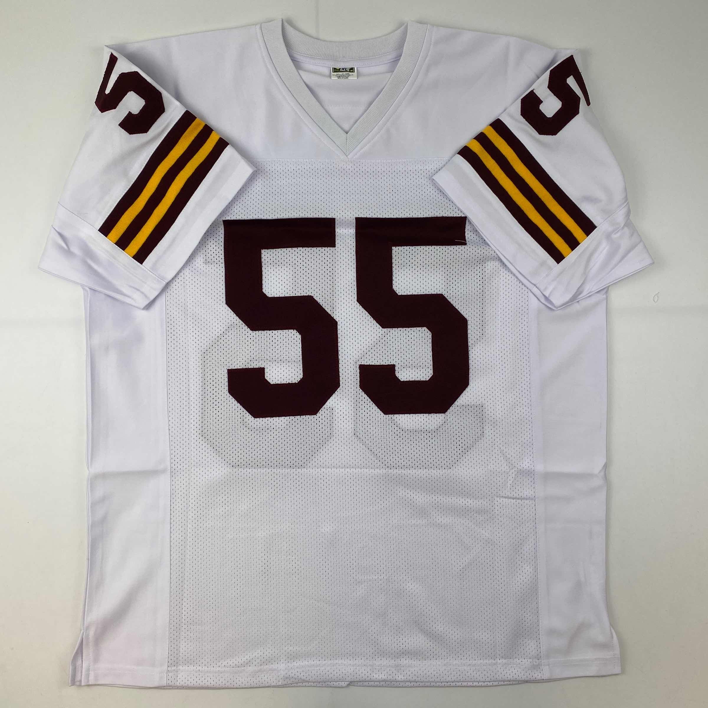 Autographed/Signed Chris Hanburger HOF 2011 Washington White Football Jersey JSA COA