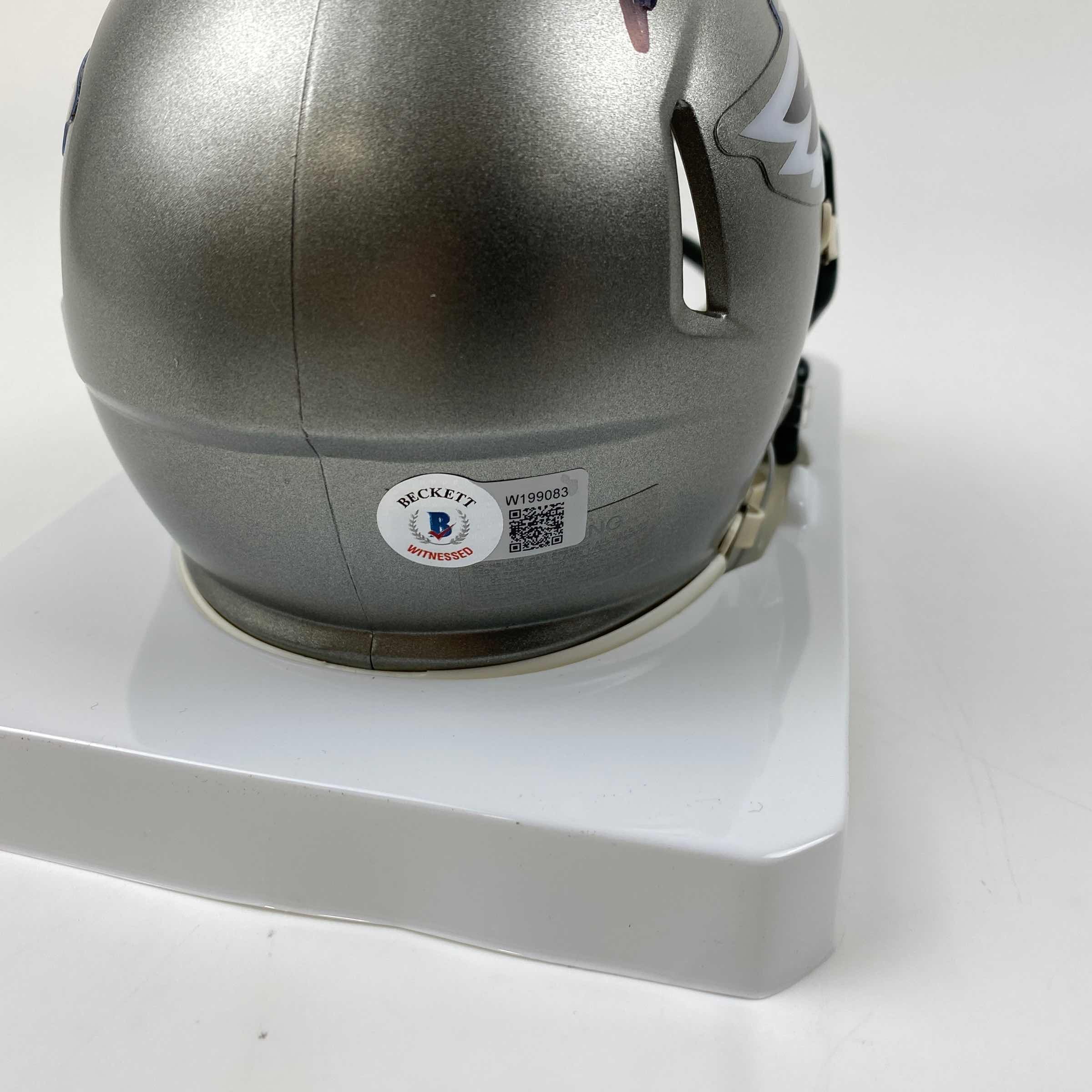 Autographed/Signed Brandon Graham Philadelphia Eagles Flash Mini Football Helmet Beckett BAS COA