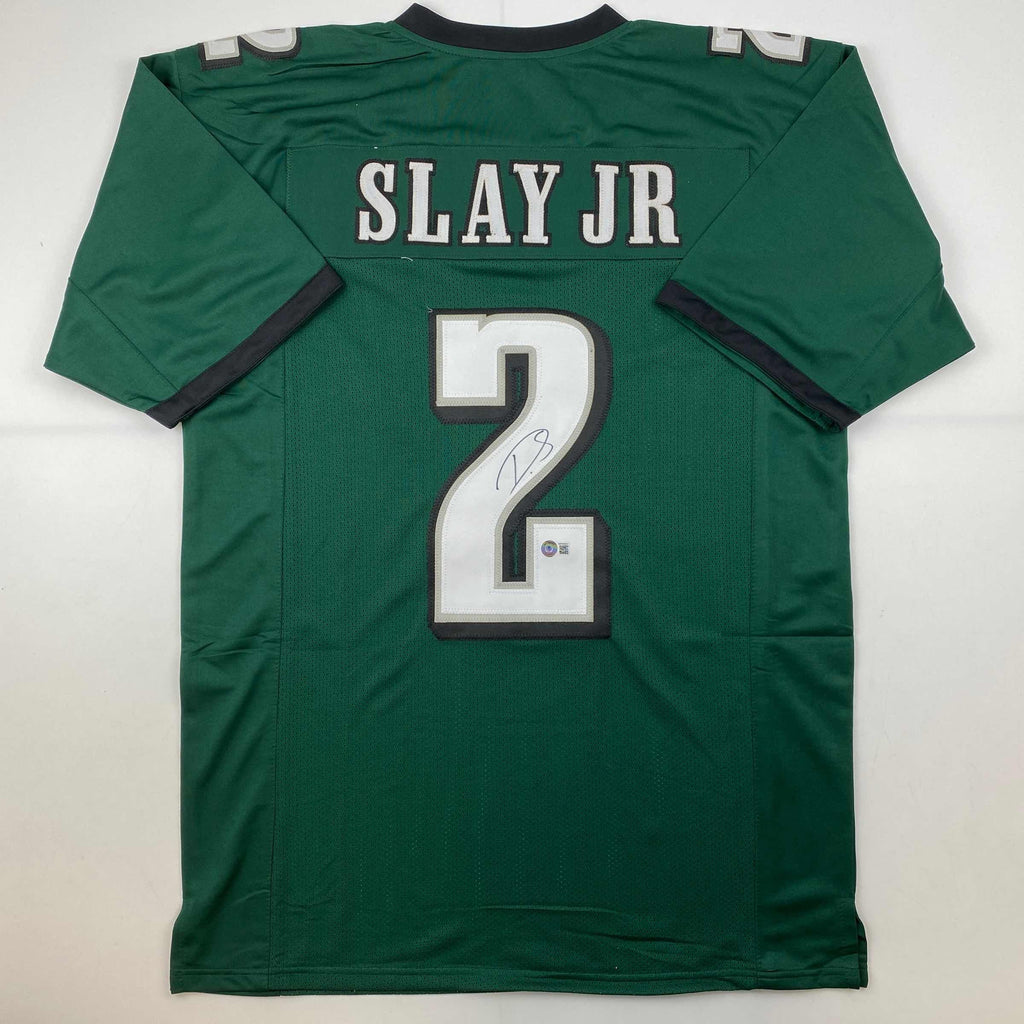 Autographed/Signed Darius Slay Jr. #2 Philadelphia Green Football Jersey Beckett BAS COA