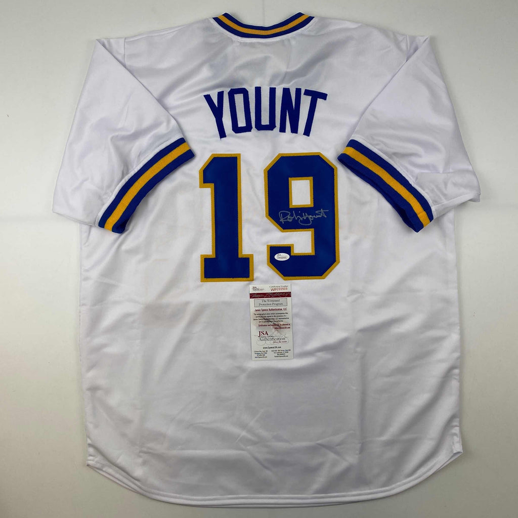 Autographed/Signed Robin Yount Milwaukee White Baseball Jersey JSA COA