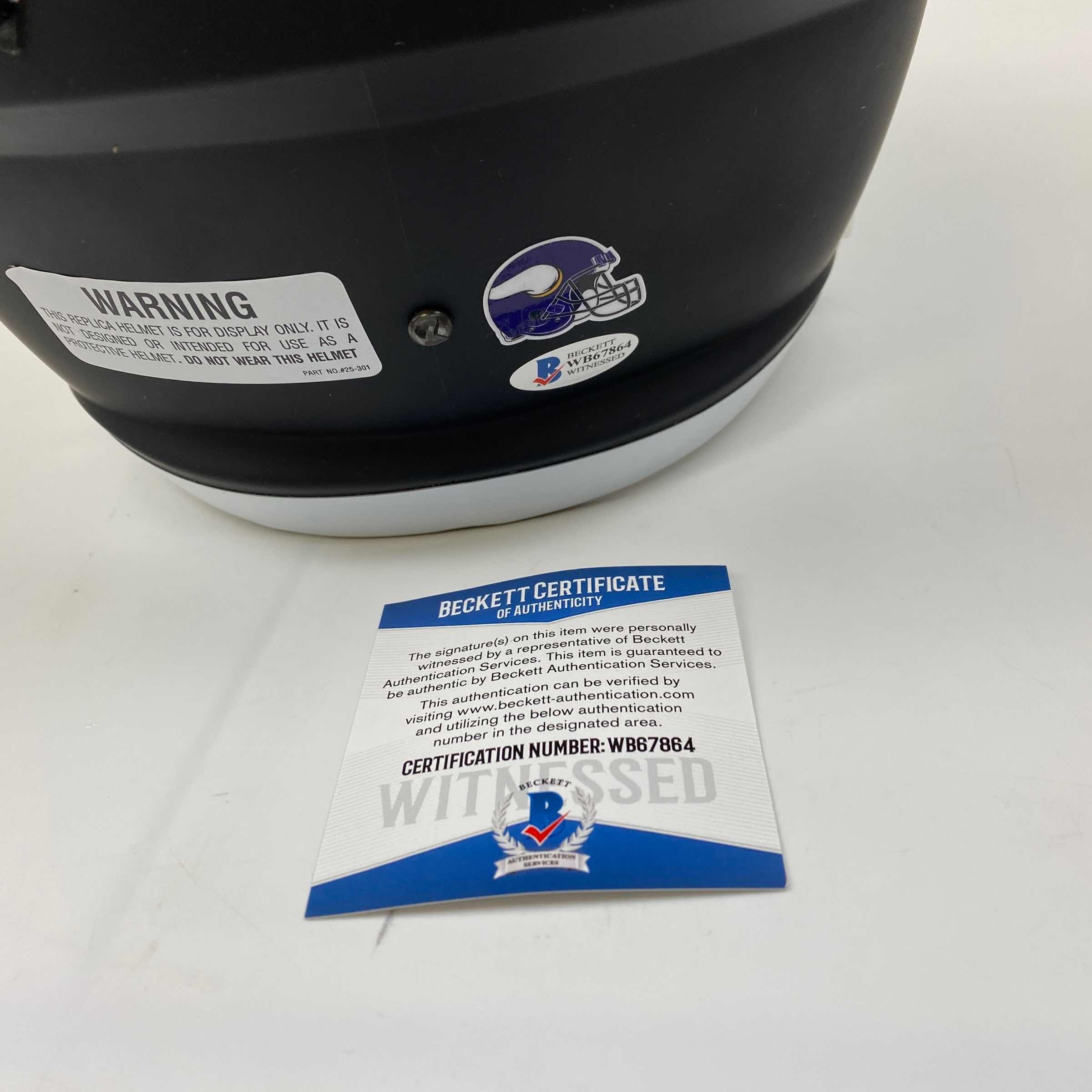 Autographed/Signed Justin Jefferson Minnesota Vikings Amp Full Size FS F/S Replica Football Helmet Beckett BAS COA