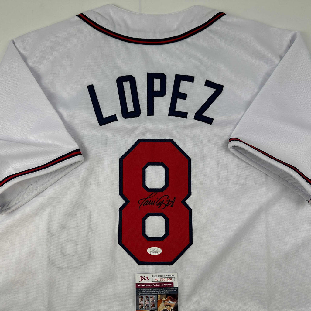 Autographed/Signed Javy Lopez Atlanta White Baseball Jersey JSA COA