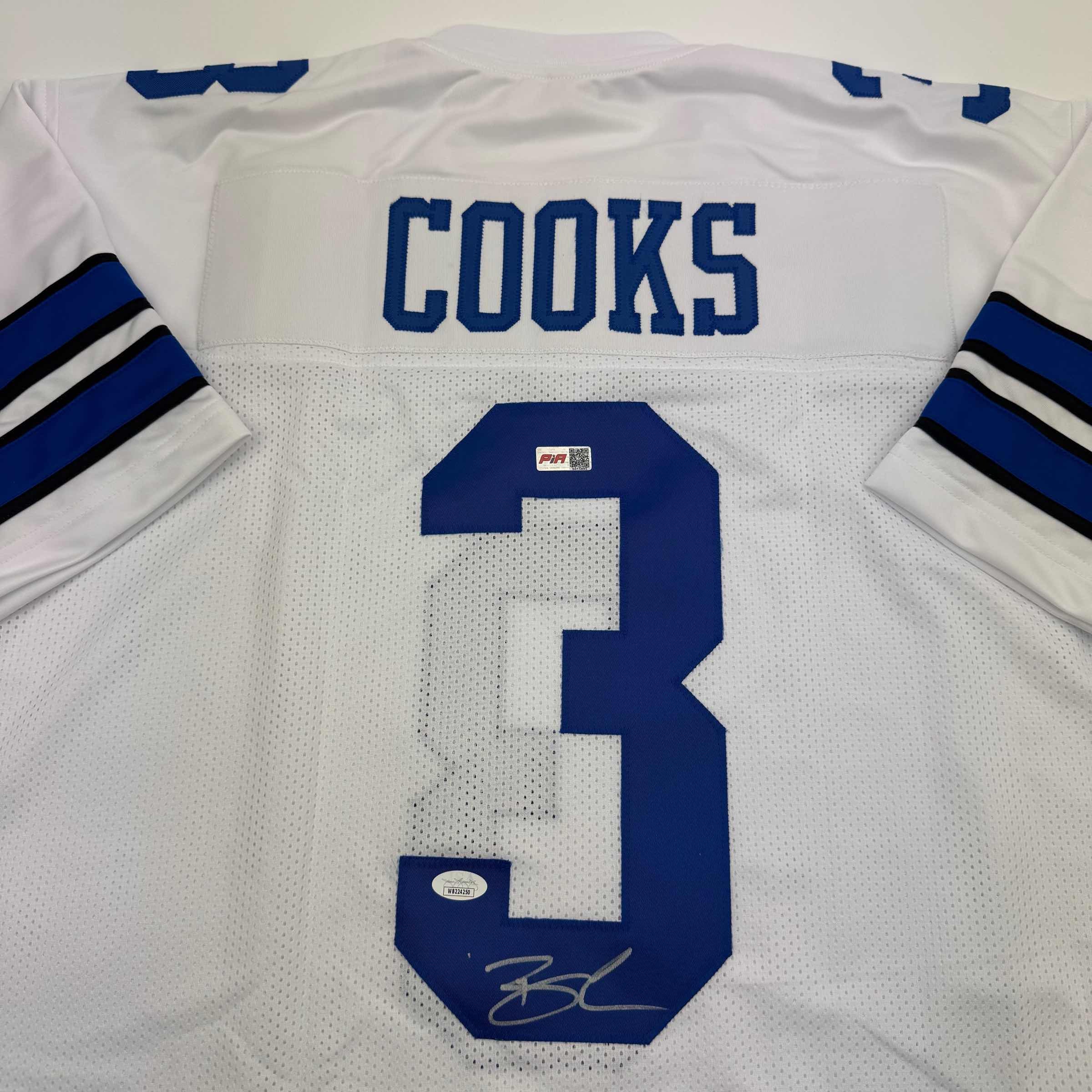 Autographed/Signed Brandin Cooks Dallas White Football Jersey JSA COA