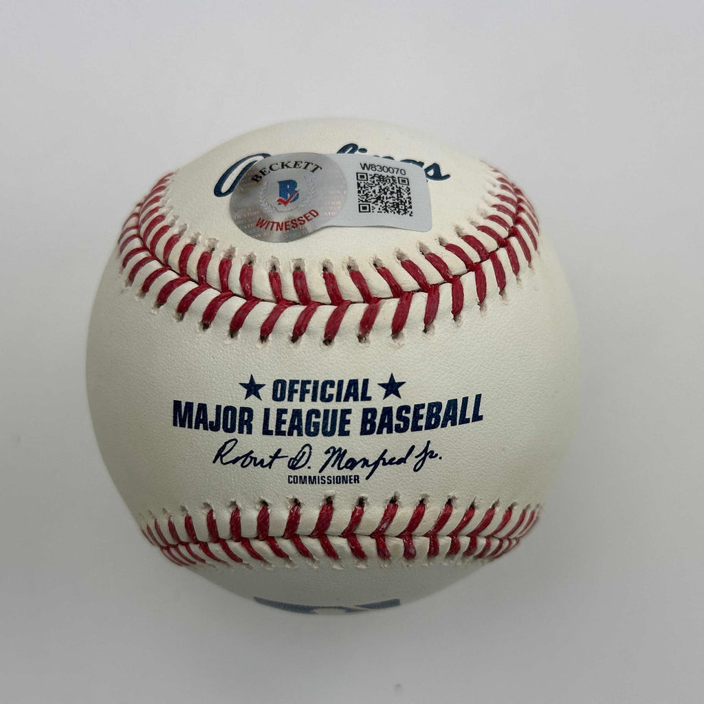 Autographed/Signed Trevor Hoffman Rawlings Official Major League Baseball ROML Beckett BAS COA
