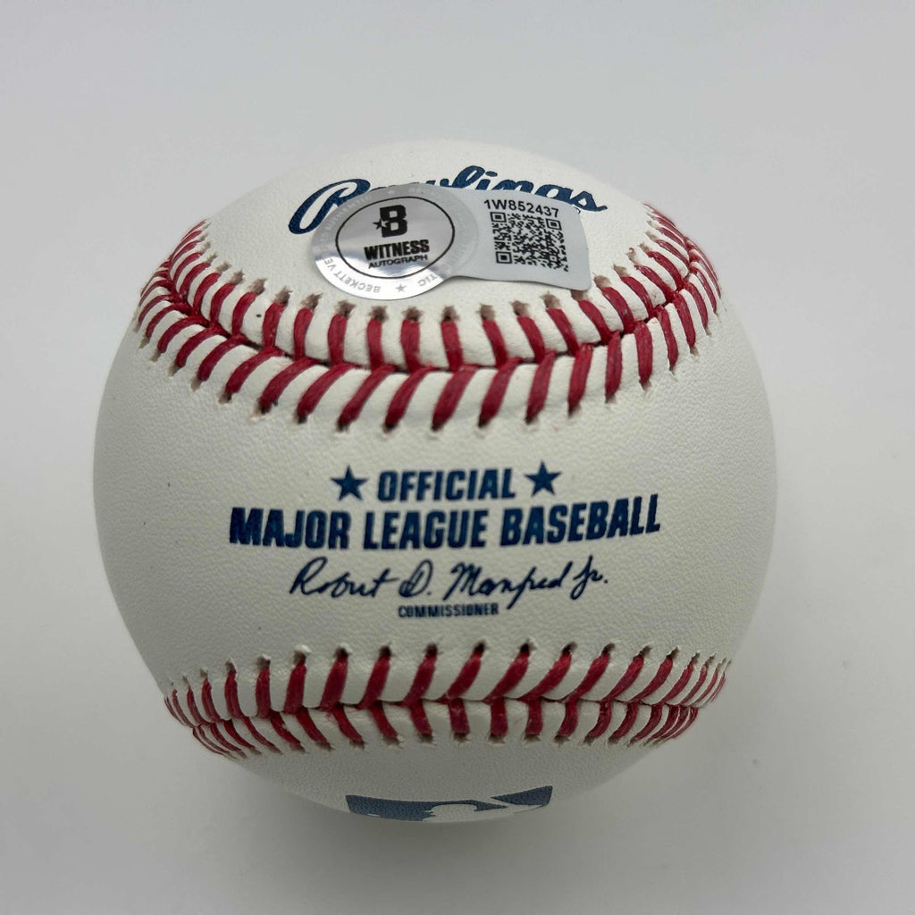 Autographed/Signed Jose Canseco Rawlings Official Major League Baseball ROML Beckett BAS COA