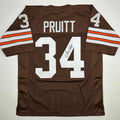 Autographed/Signed Greg Pruitt Cleveland Brown Football Jersey JSA COA