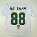 Autographed/Signed Lou Holtz 1988 National Champs Notre Dame White College Football Jersey JSA COA