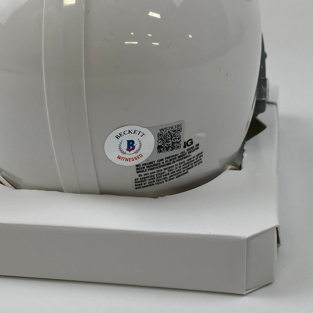 Autographed/Signed Brian Dawkins Philadelphia Eagles Retro Mini Football Helmet Beckett BAS COA