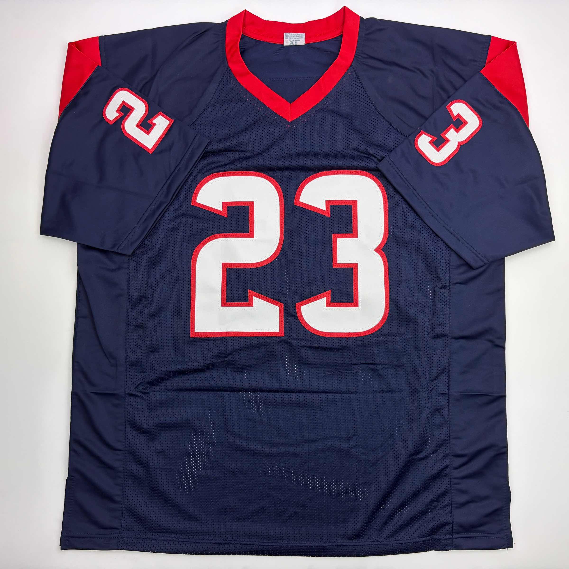 Autographed/Signed Arian Foster Houston Blue Football Jersey Beckett BAS COA