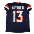 Autographed/Signed Pat Bryant II Denver Blue Pro Cut Football Jersey JSA COA