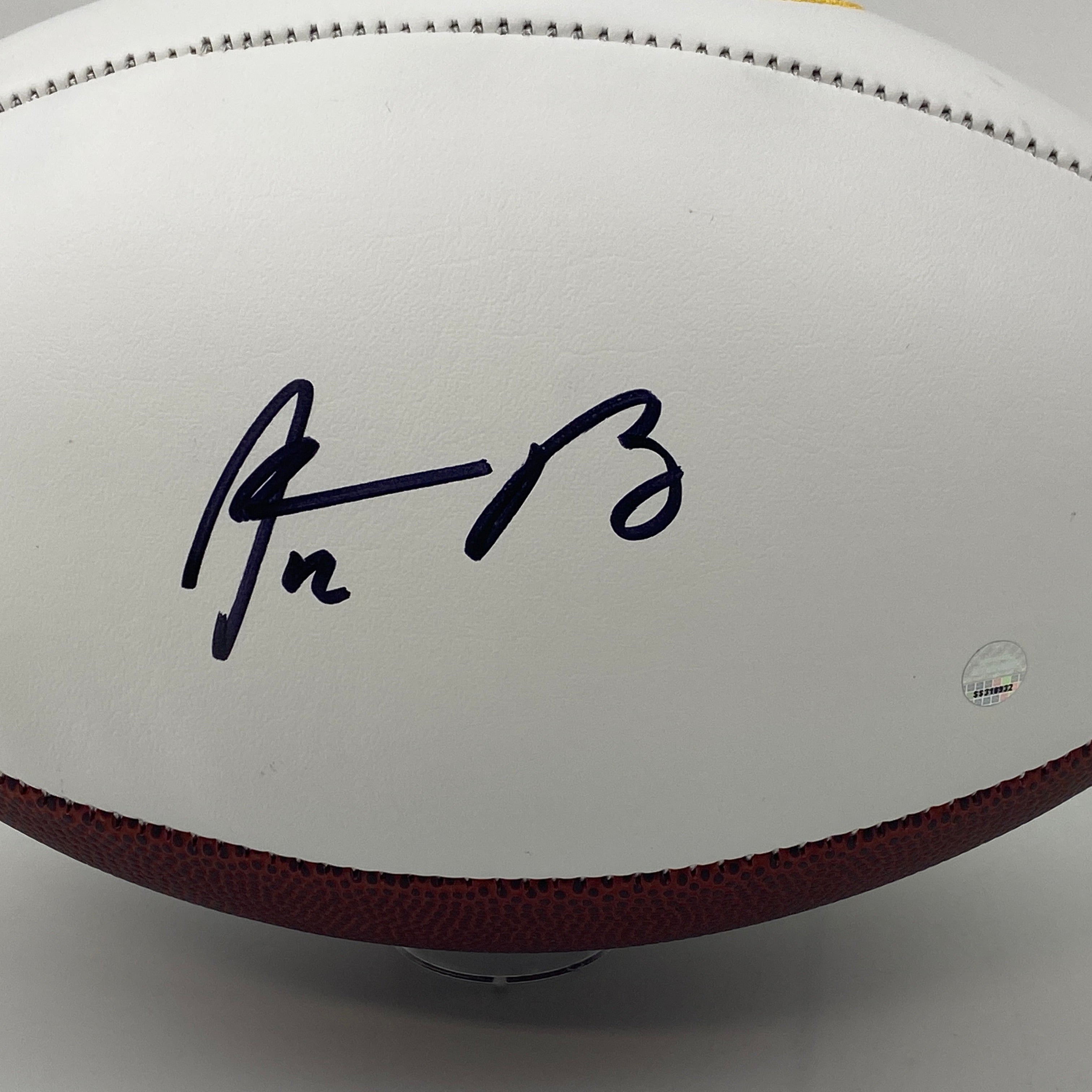 Autographed/Signed Aaron Rodgers Green Bay Packers Full Size F/S White Panel Logo Football Steiner Sports COA
