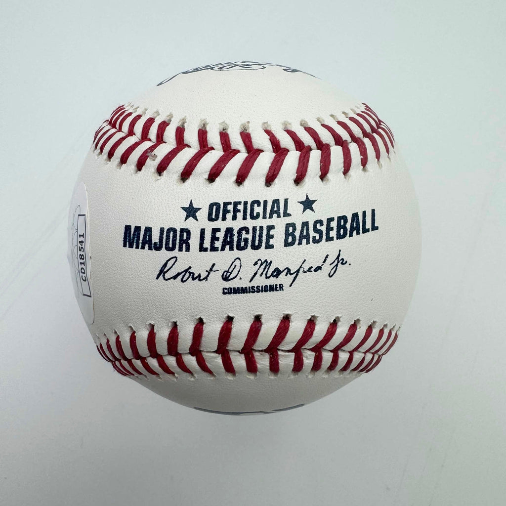 Autographed/Signed Junior Caminero Rawlings Official Major League ROML Baseball Beckett BAS COA