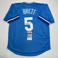 Autographed/Signed George Brett Kansas City Blue Baseball Jersey JSA COA