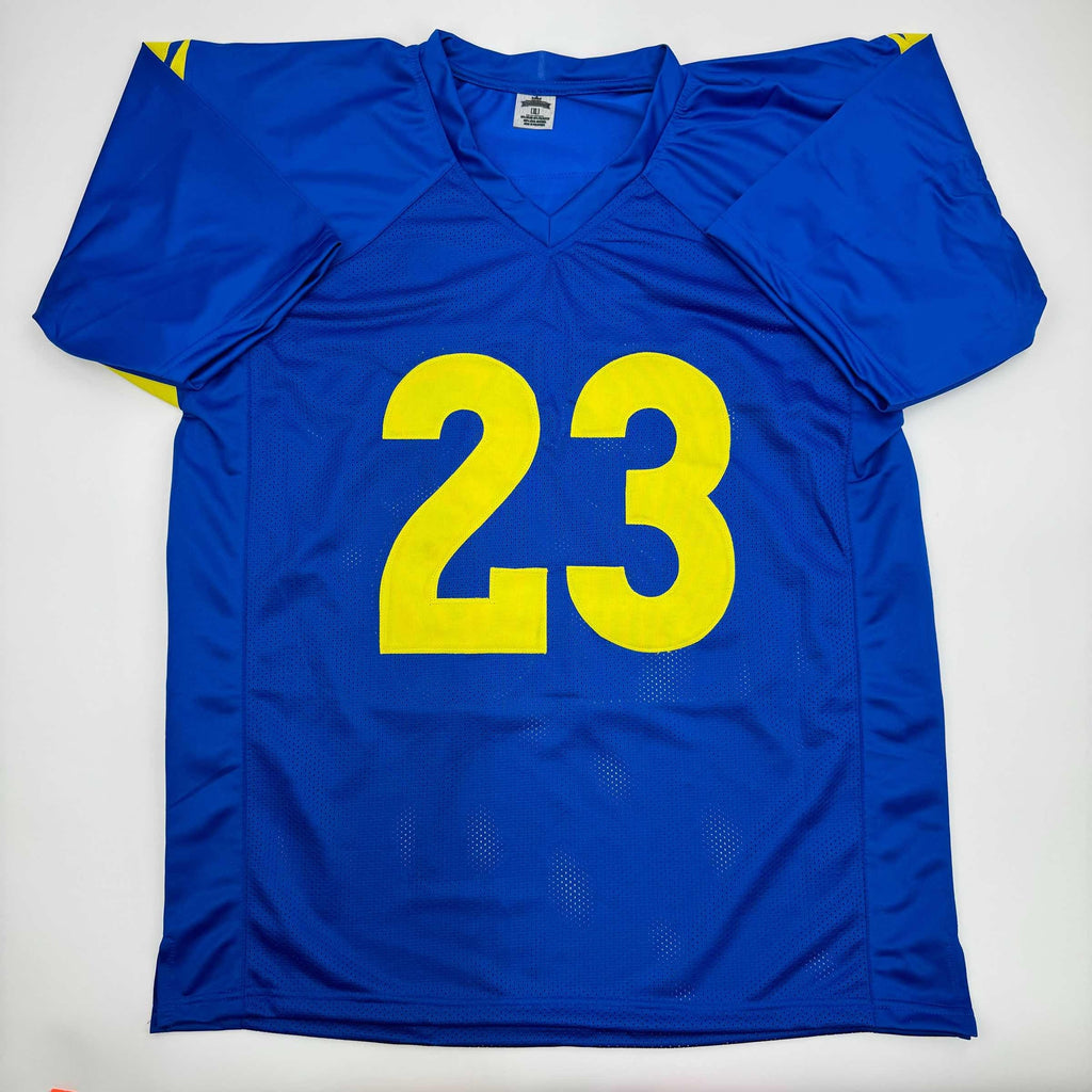 Autographed/Signed Kyren Williams Los Angeles LA Blue Football Jersey Beckett BAS COA #2