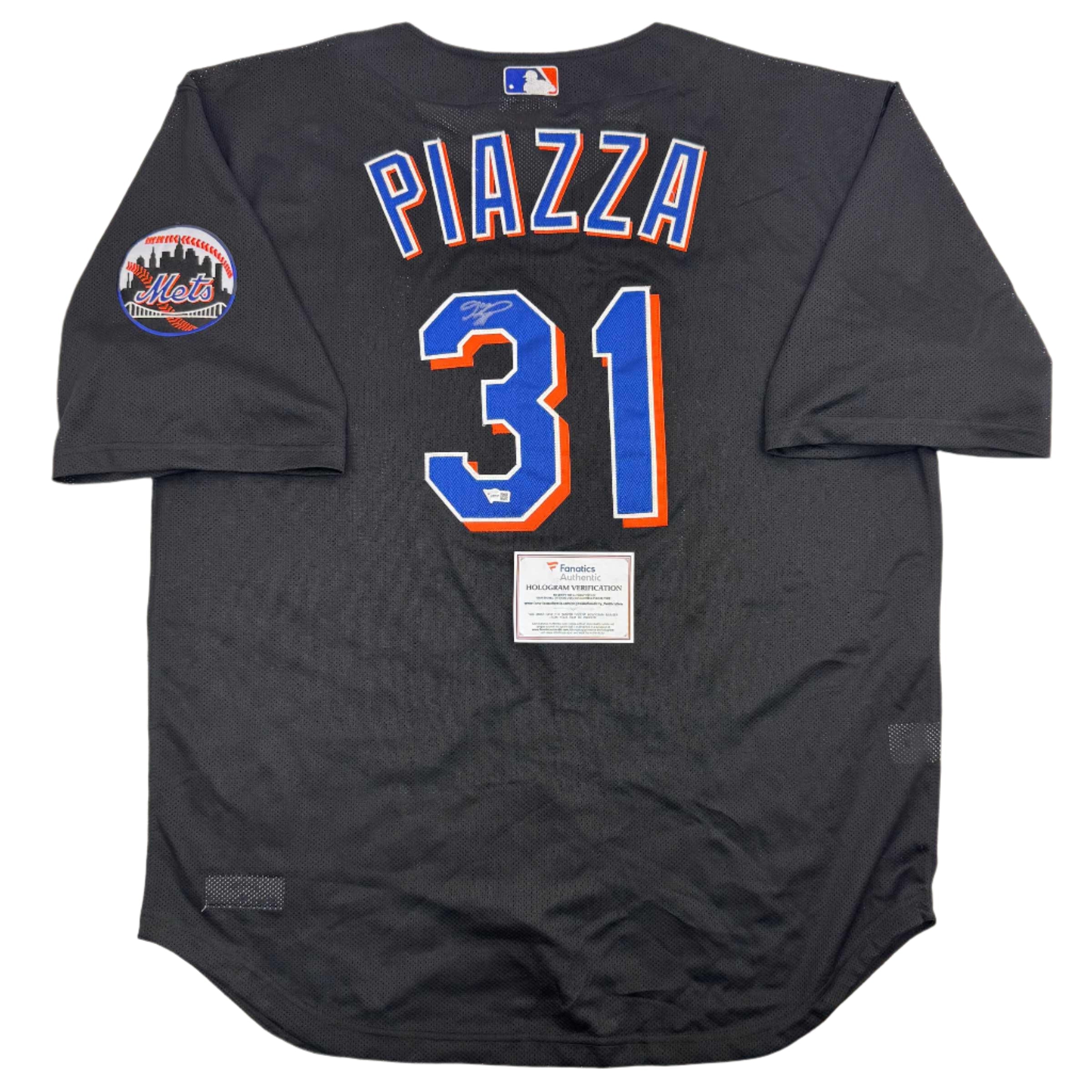 Autographed/Signed Mike Piazza New York Mets Black Mitchell & Ness Authentic Baseball Jersey Fanatics COA
