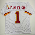 Autographed/Signed Deebo Samuel Washington White Football Jersey JSA COA