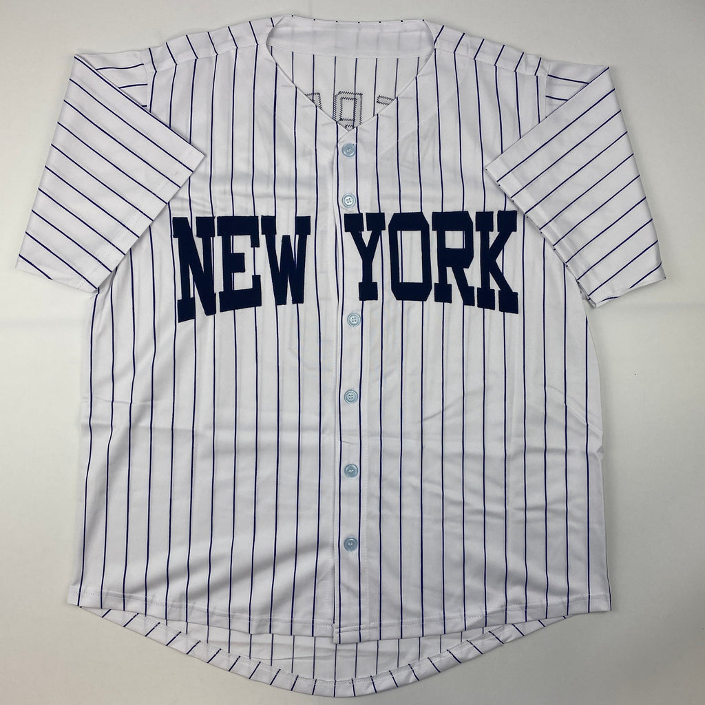 Autographed/Signed Yogi Berra New York Pinstripe Baseball Jersey JSA COA
