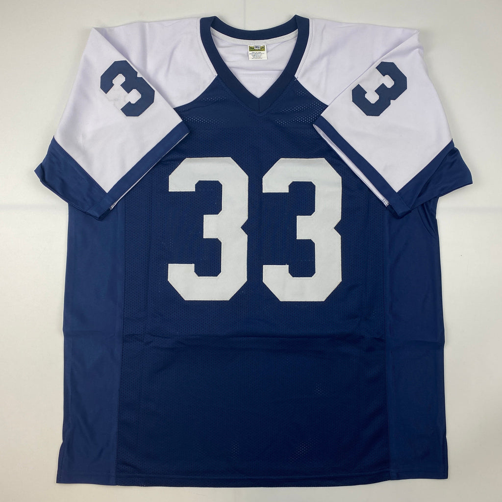 Autographed/Signed Tony Dorsett Dallas Thanksgiving Day Football Jersey JSA COA