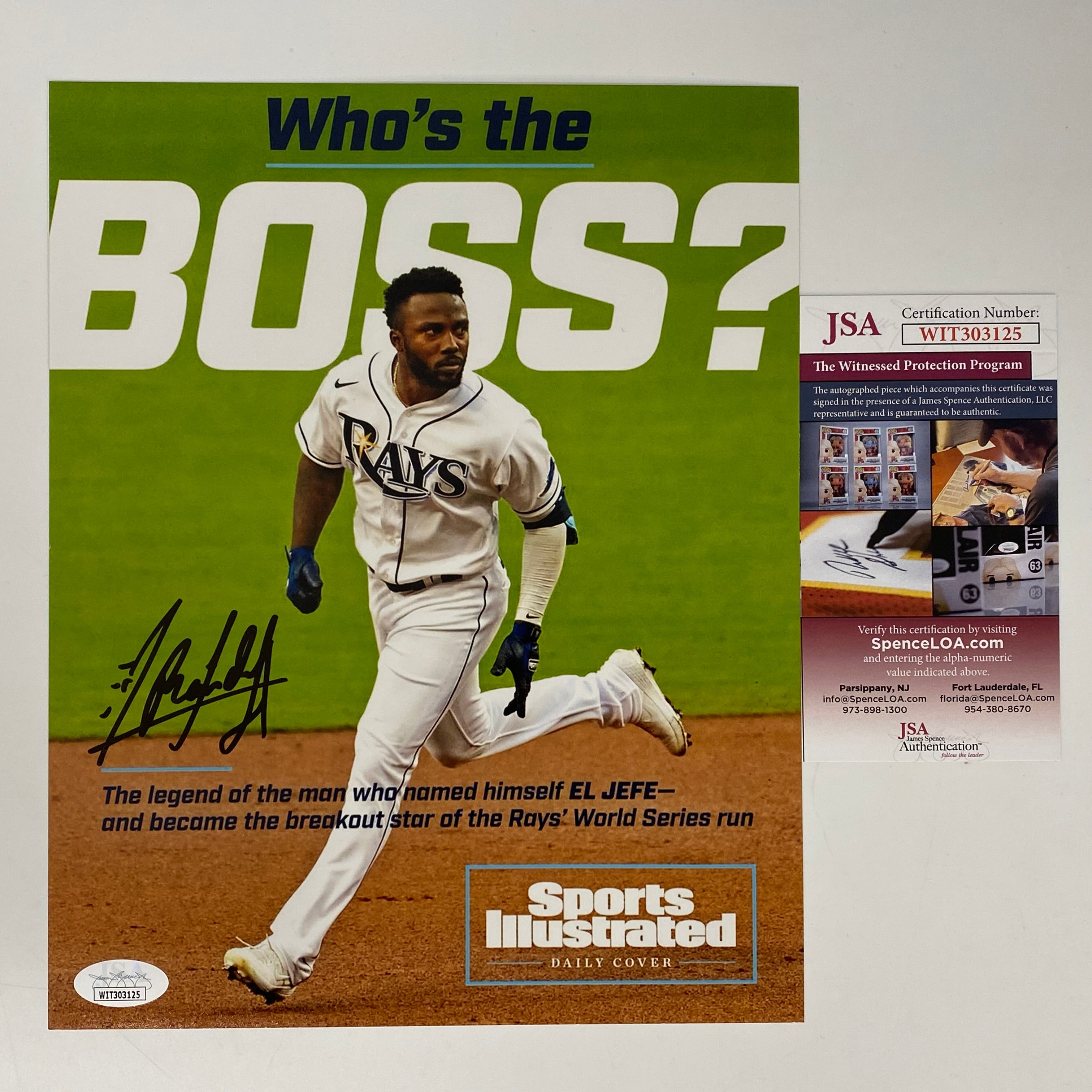 Autographed/Signed Randy Arozarena Tampa Bay Rays 8x10 Baseball Photo JSA COA #2