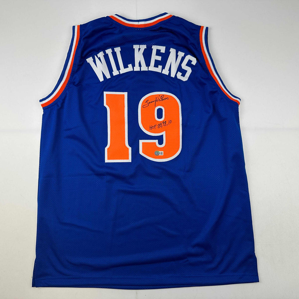 Autographed/Signed Lenny Wilkens HOF Cleveland Blue Basketball Jersey Beckett BAS COA